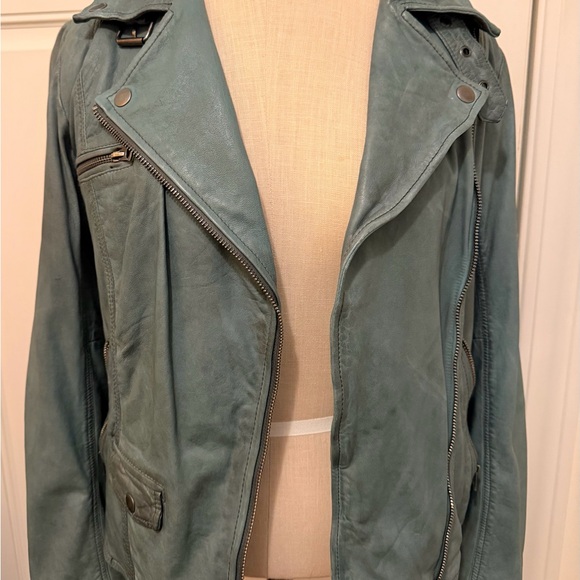 Women's Lucky Brand Jade Vintage Blue Leather Jacket - Picture 5 of 5